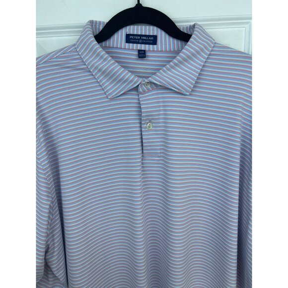 Peter Millar Crown Crafted Polo Shirt Men's Size XXL Striped Performance - Picture 2 of 10